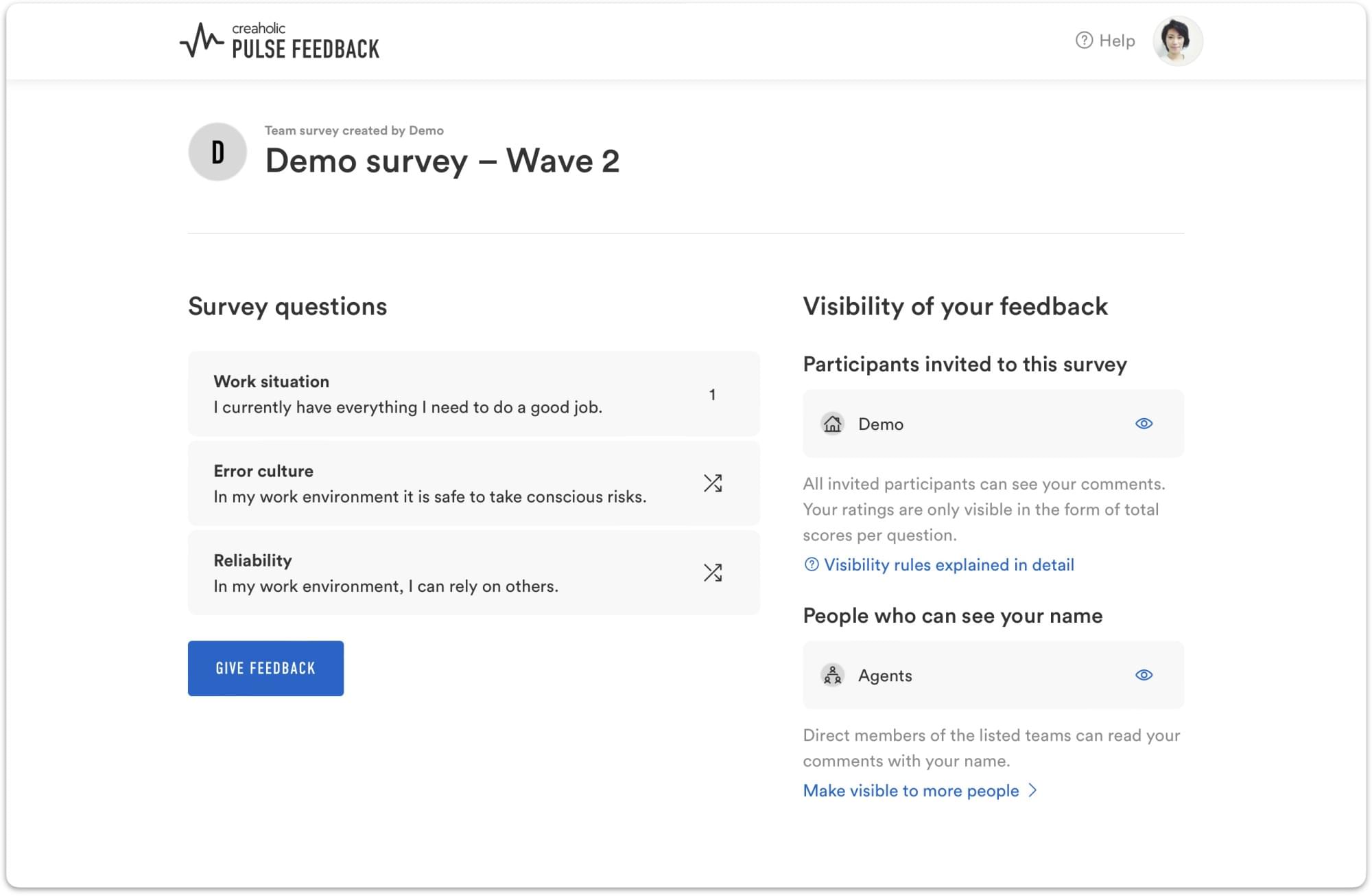 screenshot about the visibility dashboard